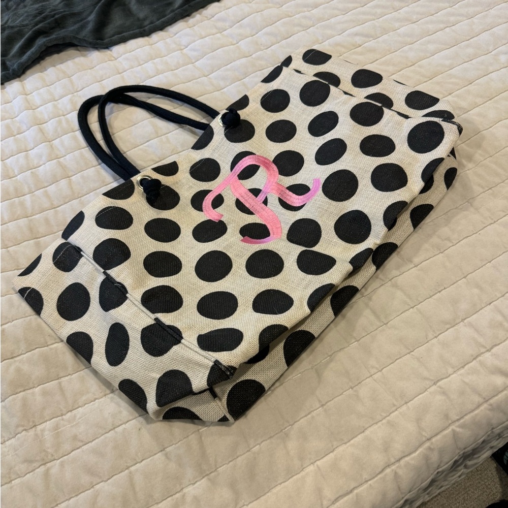 Large “R” Polka Dot Tote - Picture 3 of 4